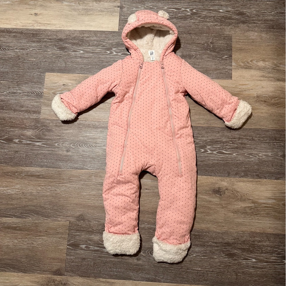 Gap Baby hoodie sherpa lined one-piece jumpsuit